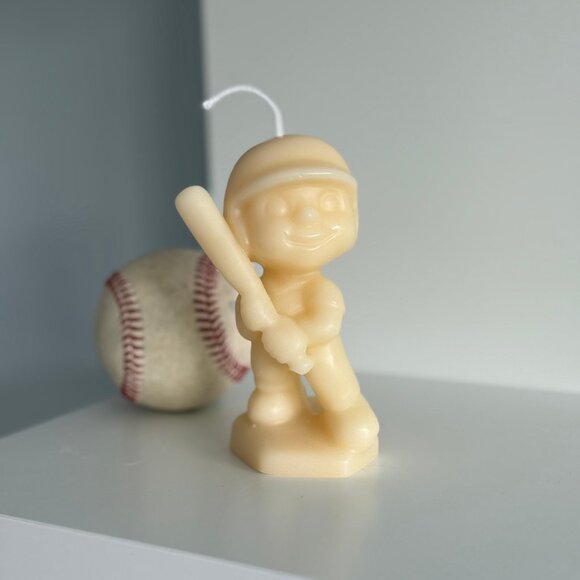 5"Handmade Baseball Player Soy Wax Sculptured Pillar Candle & Sport/ Gift - Picture 6 of 8
